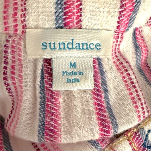 Sundance Veria Midi Tiered Pockets Striped Embroidered Sleeveless Boho Medium - Picture 8 of 9